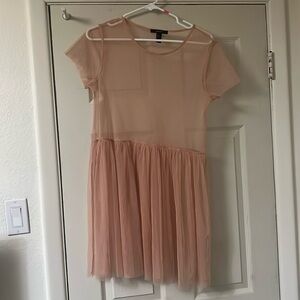 Pink Mesh Overlay Dress